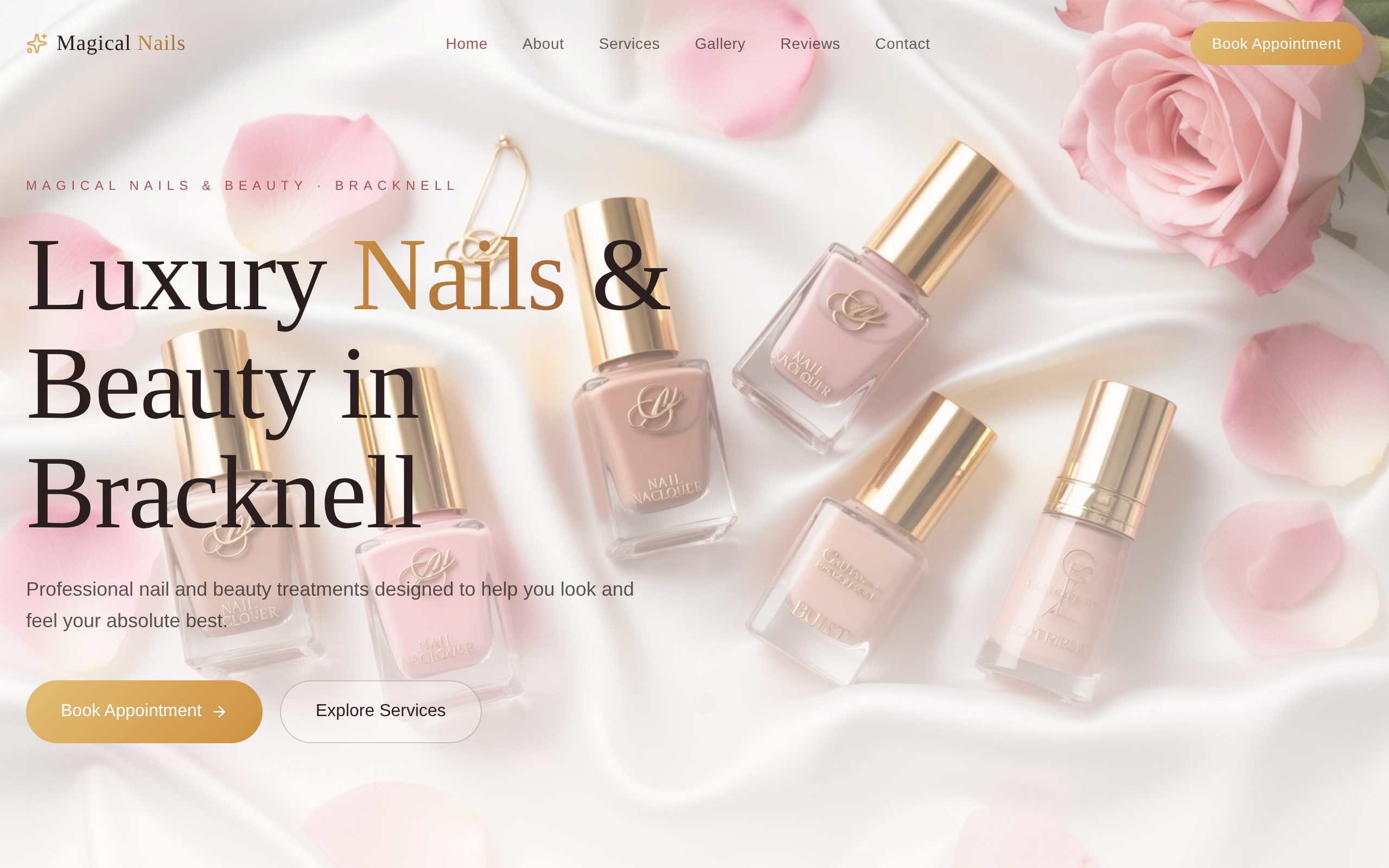 Homepage of the Magical Nails & Beauty website project